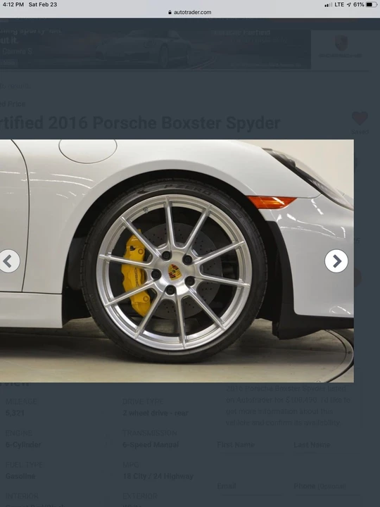 2016 Porsche 981 Boxster Spyder - Image 10 of 31