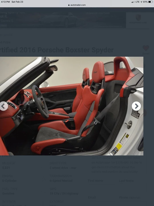2016 Porsche 981 Boxster Spyder - Image 12 of 31