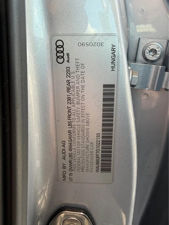 2016 Audi 8V A3 - Image 6 of 6