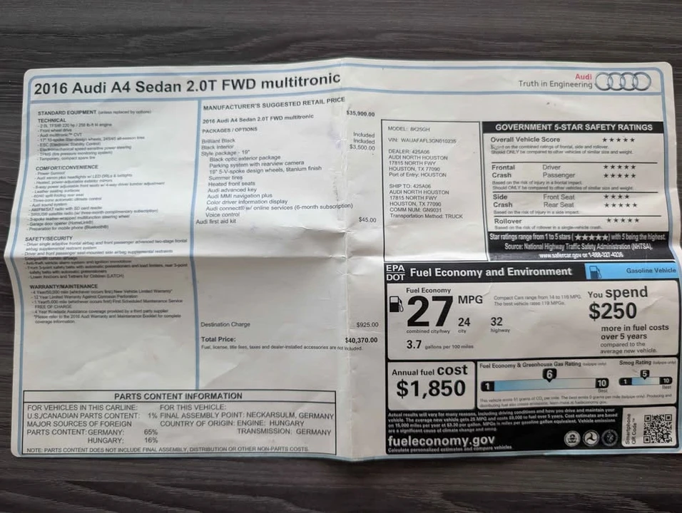 2016 Audi B9 A4 - Image 20 of 20