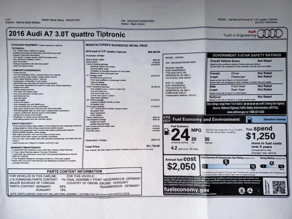 2016 Audi C7 A7 - Image 18 of 18