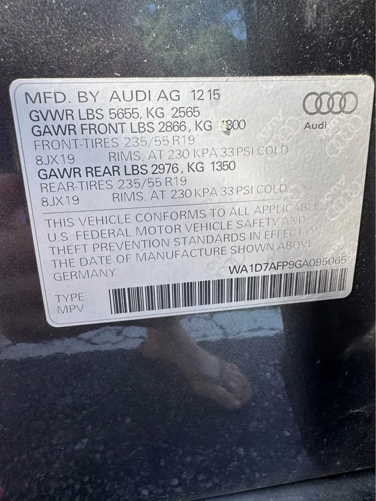 2016 Audi 8R Q5 - Image 14 of 15