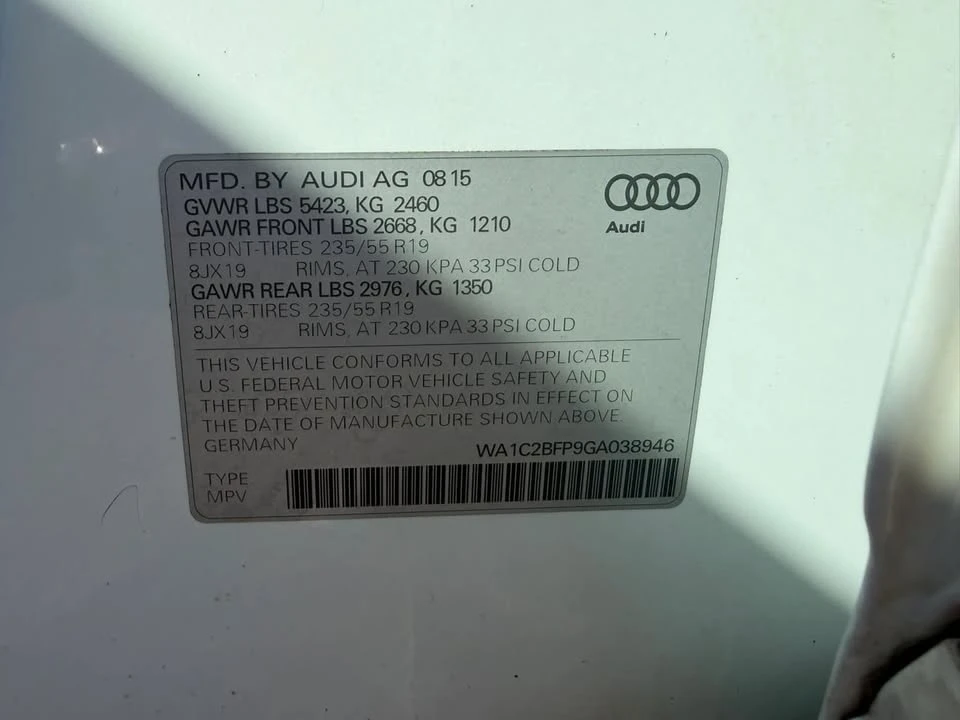 2016 Audi 8R Q5 - Image 12 of 12