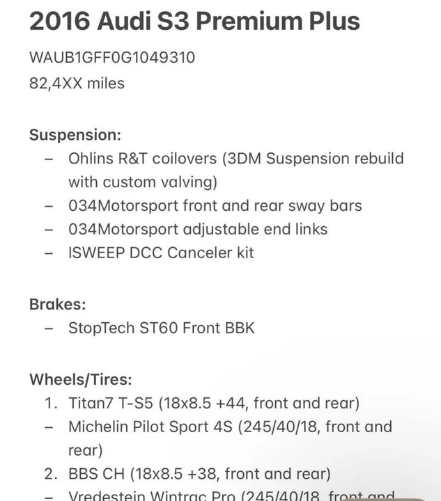 2016 Audi 8V S3 - Image 6 of 7