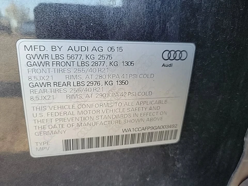 2016 Audi 8R SQ5 - Image 10 of 20