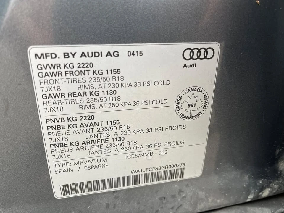 2016 Audi 8U Q3 - Image 16 of 18