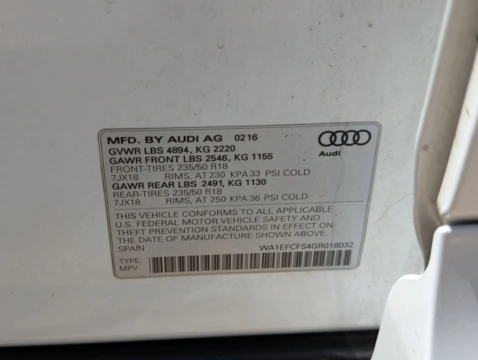 2016 Audi 8U Q3 - Image 20 of 20