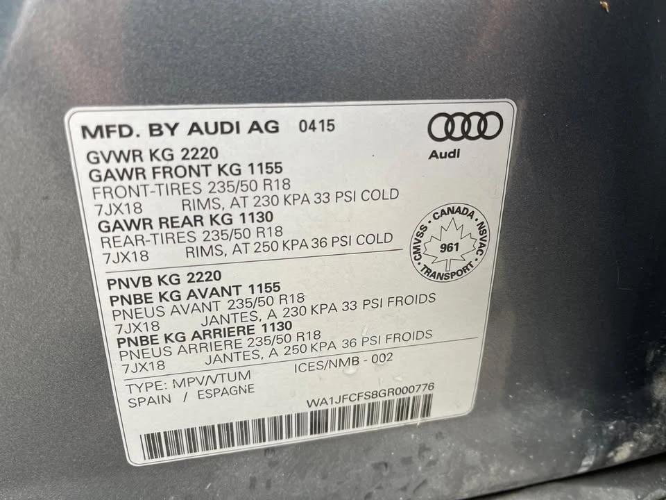 2016 Audi 8U Q3 - Image 10 of 20