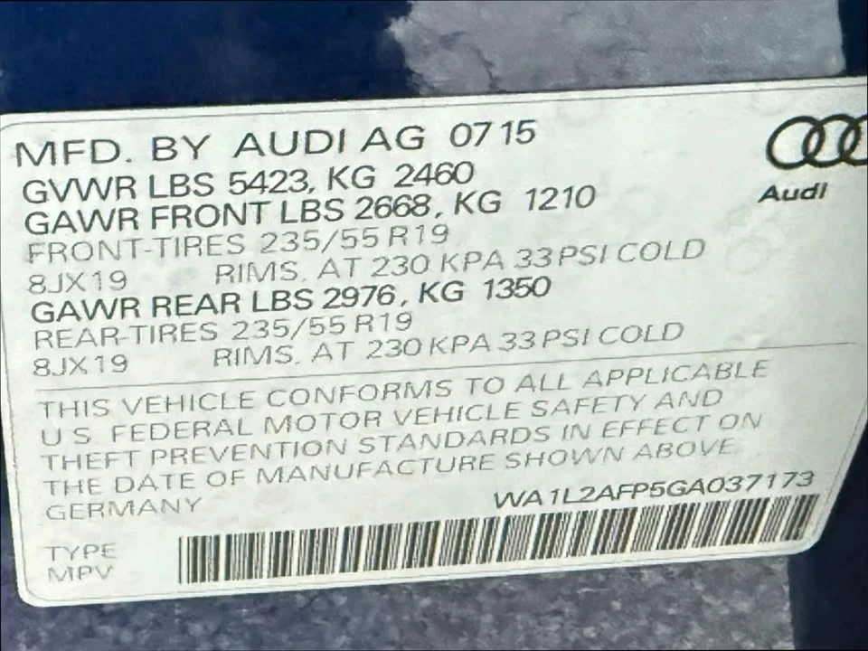 2016 Audi 8R Q5 - Image 5 of 14