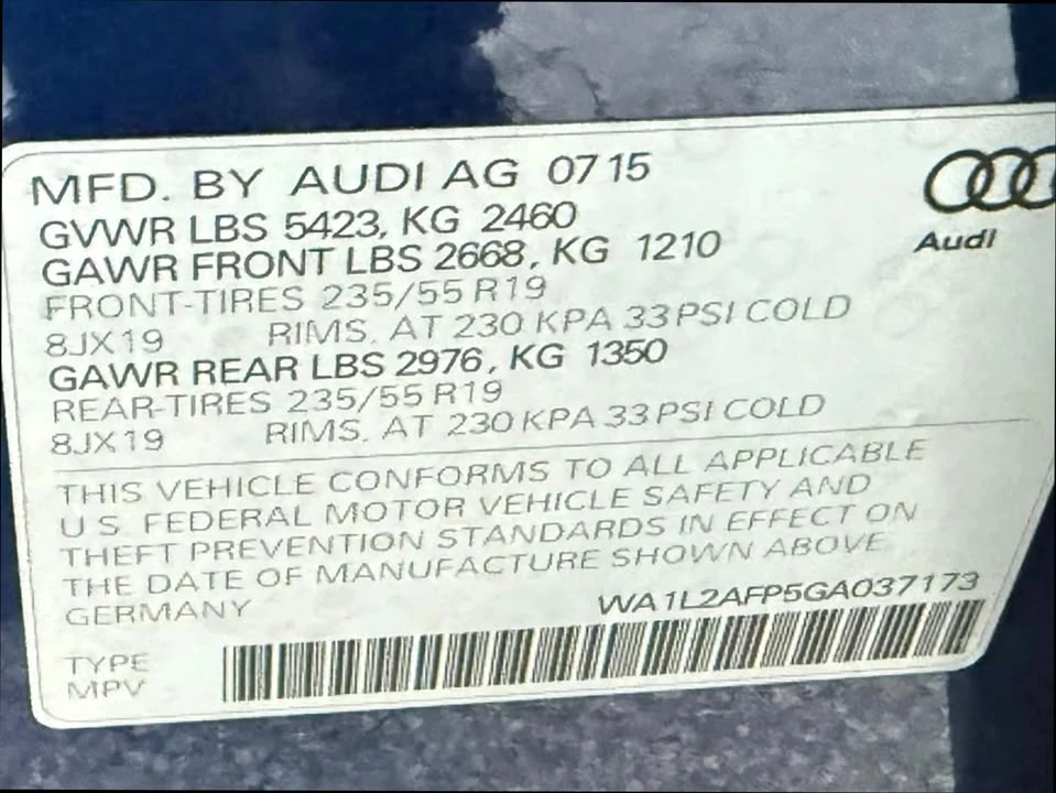 2016 Audi 8R Q5 - Image 5 of 16