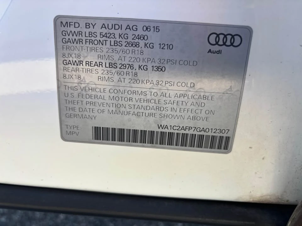 2016 Audi 8R Q5 - Image 9 of 9