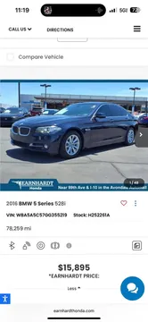 2016 BMW 5 Series 528i Sedan 4D