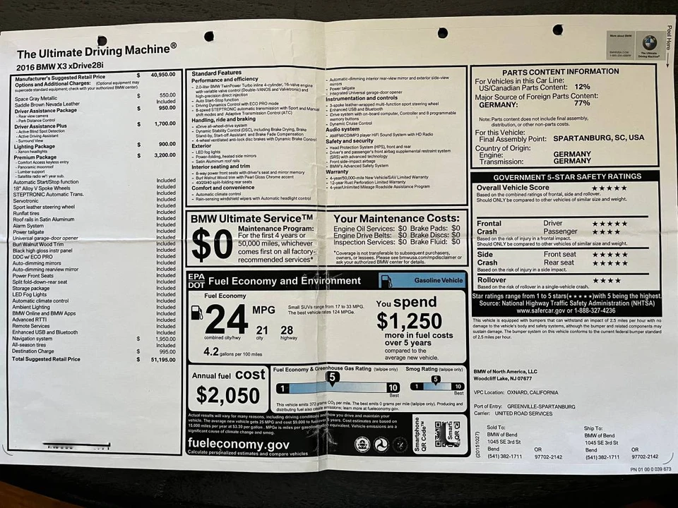 2016 BMW F25 X3 - Image 23 of 24