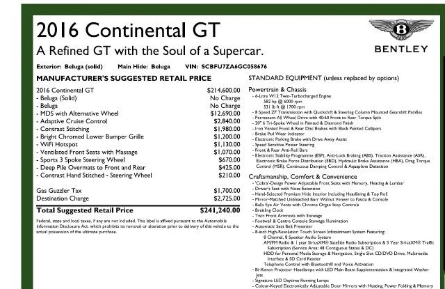 2016 Bentley Continental GT 2nd Gen - Image 6 of 12