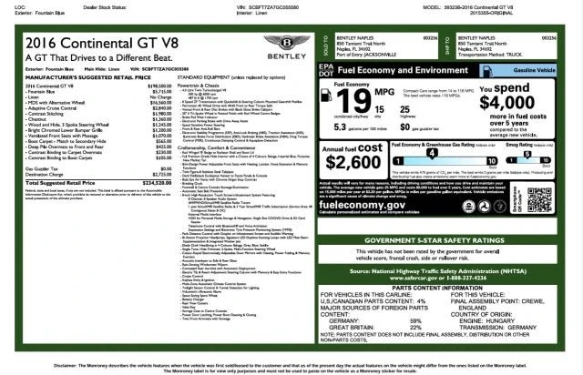 2016 Bentley Continental GT V8 2nd Gen - Image 2 of 12