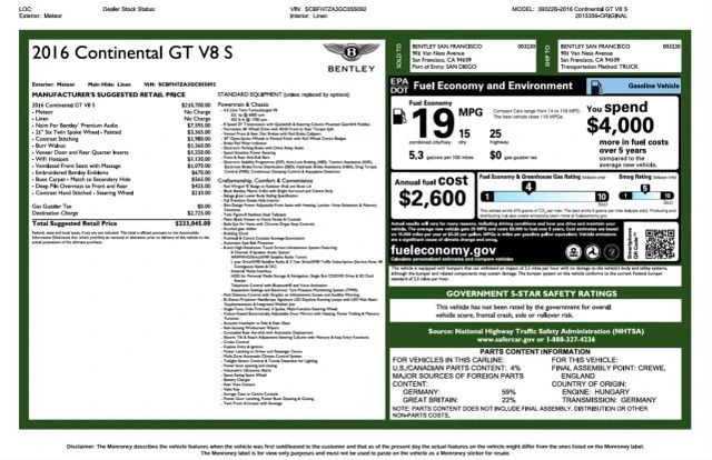 2016 Bentley Continental GT V8 2nd Gen - Image 5 of 12
