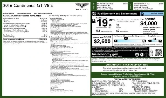 2016 Bentley Continental GT V8 2nd Gen - Image 6 of 31