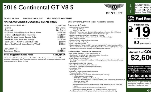 2016 Bentley Continental GT V8 2nd Gen - Image 7 of 31