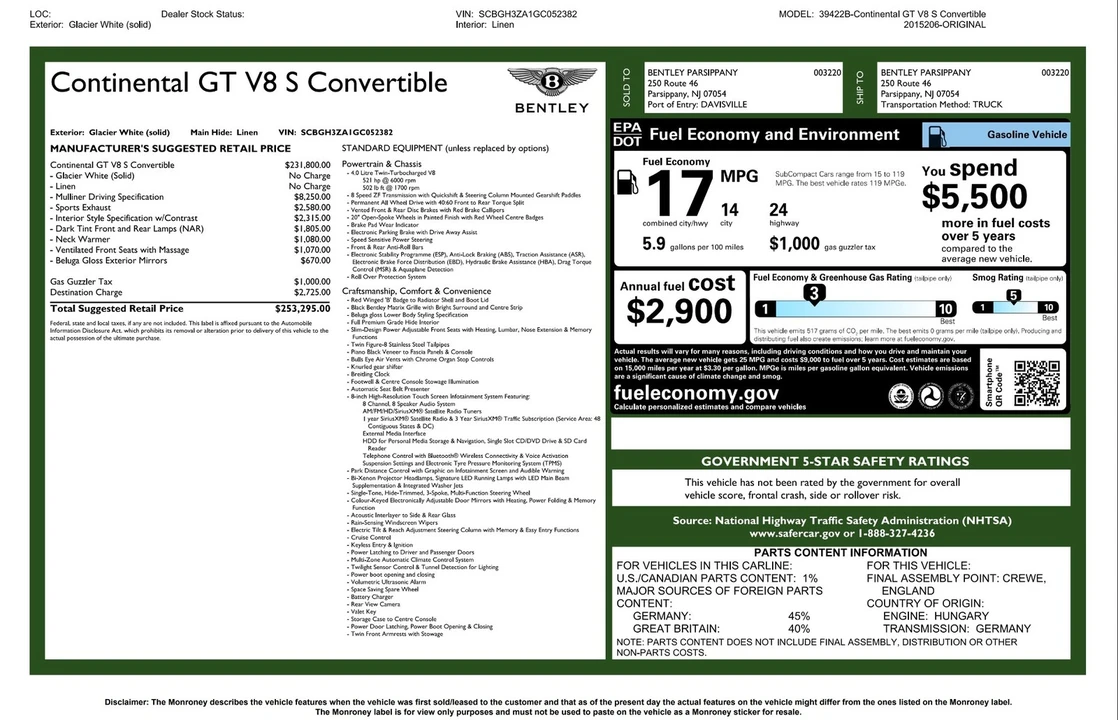 2016 Bentley Continental GT V8 2nd Gen - Image 2 of 21