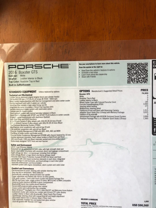 2016 Porsche 981 Boxster GTS - Image 5 of 5