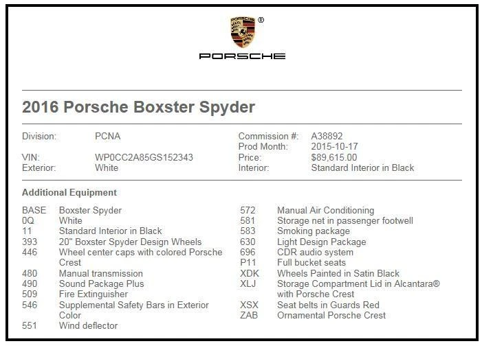 2016 Porsche 981 Boxster Spyder - Image 2 of 10