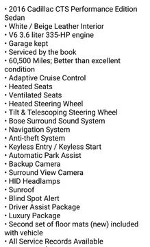 2016 Cadillac CTS Performance Edition Sedan