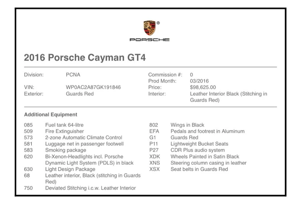 2016 Porsche 981 Cayman GT4 - Image 3 of 14