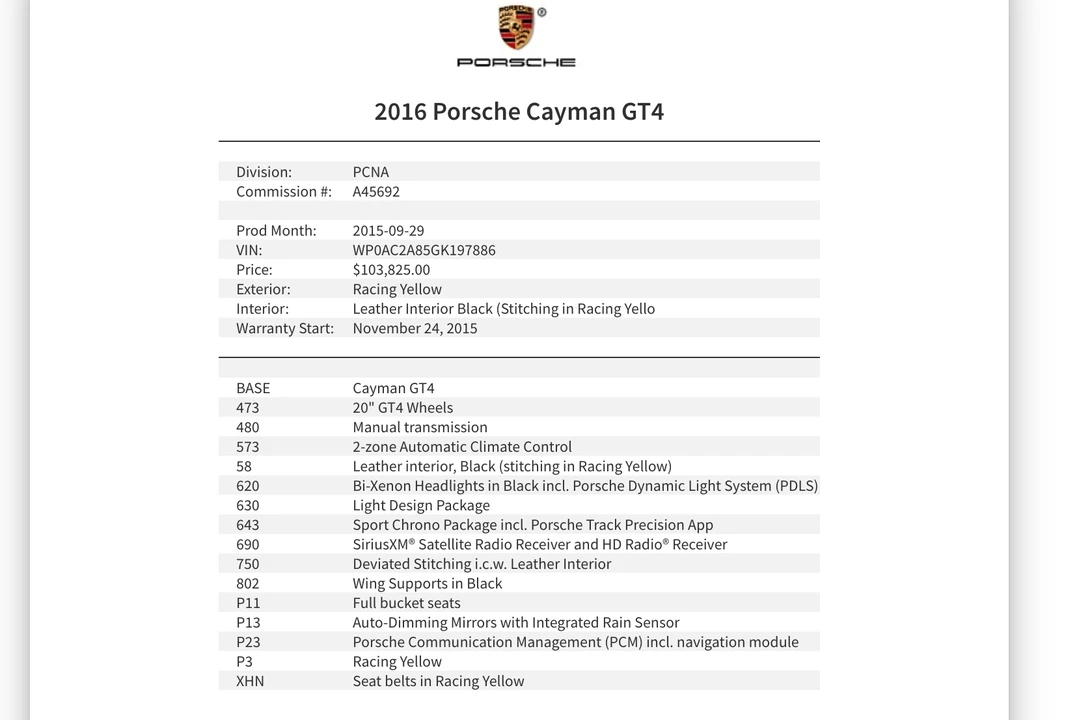 2016 Porsche 981 Cayman GT4 - Image 5 of 7