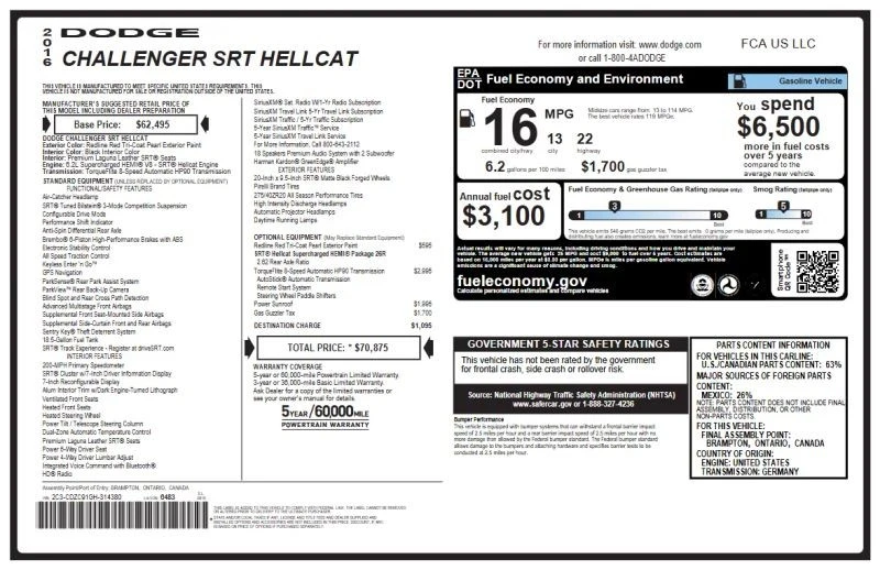 2016 Dodge Challenger SRT Hellcat 3rd Gen - Image 7 of 12
