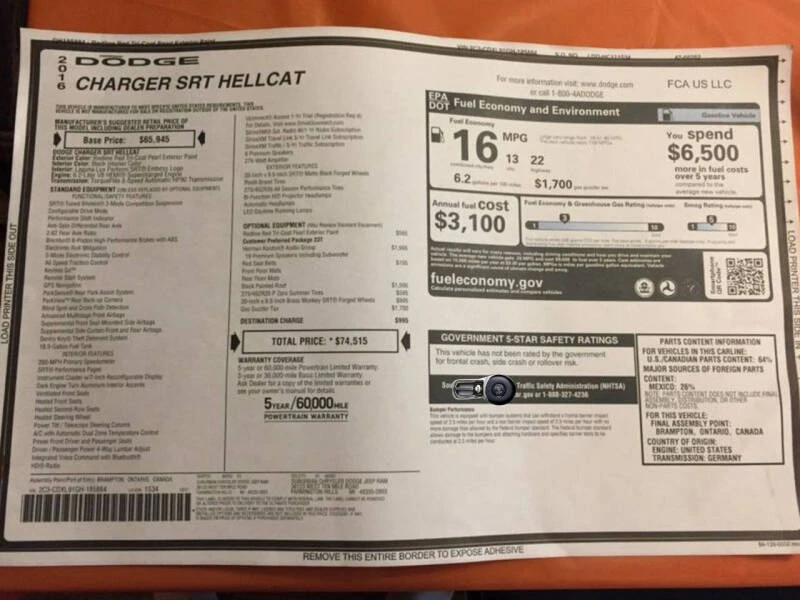 2016 Dodge Charger SRT Hellcat 7th Gen - Image 10 of 10