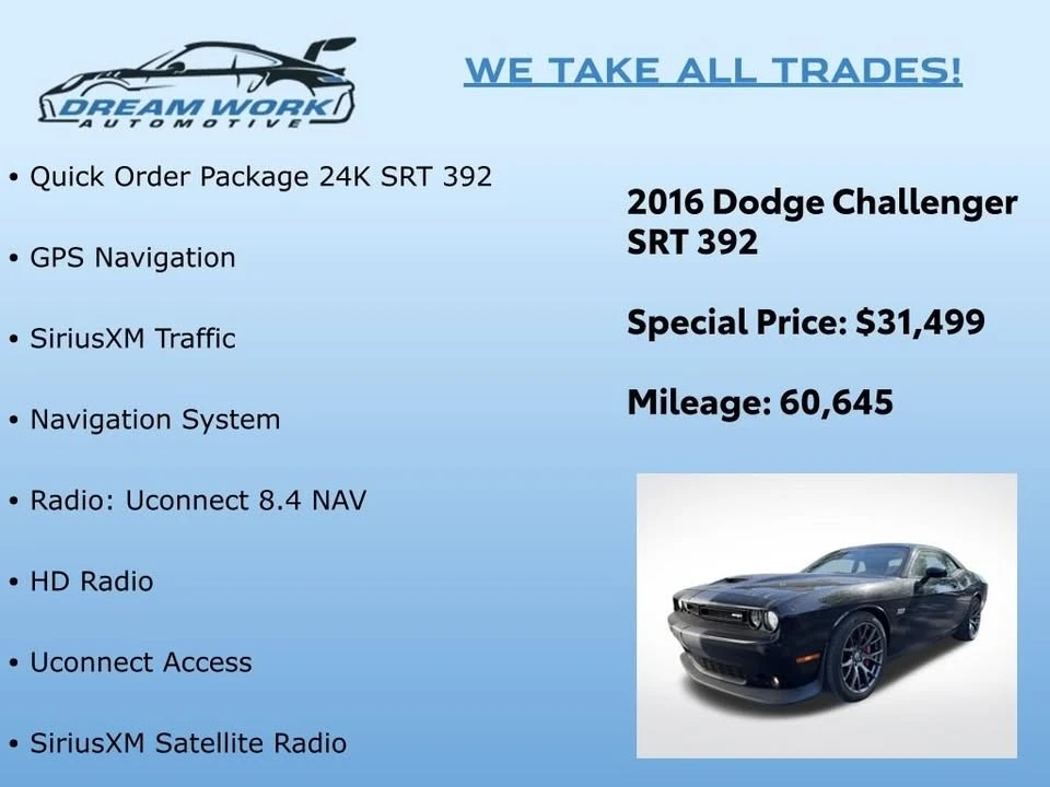 2016 Dodge Challenger SRT8 & 392 3rd Gen - Image 2 of 19