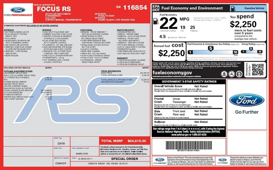 2016 Ford Focus RS 3rd Gen - Image 9 of 9