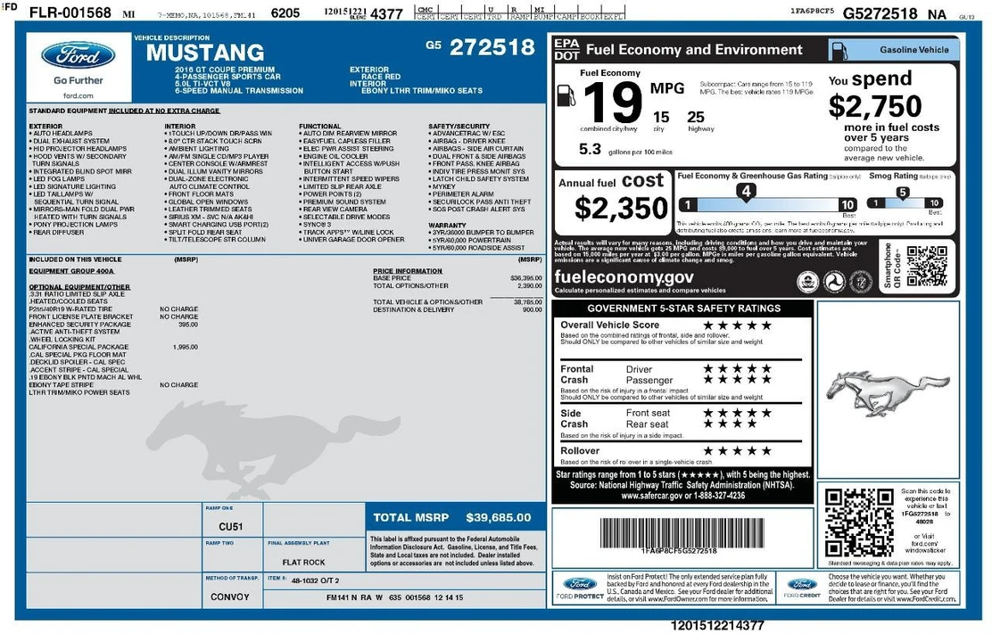 2016 Ford S550 Mustang GT - Image 3 of 13