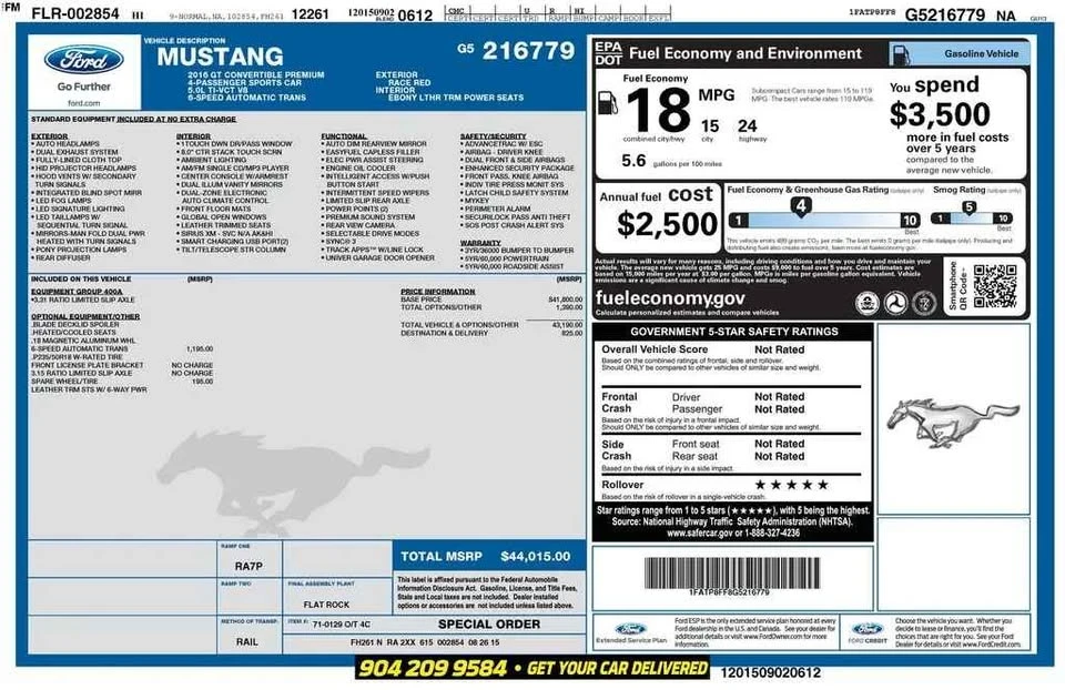 2016 Ford S550 Mustang GT - Image 20 of 20