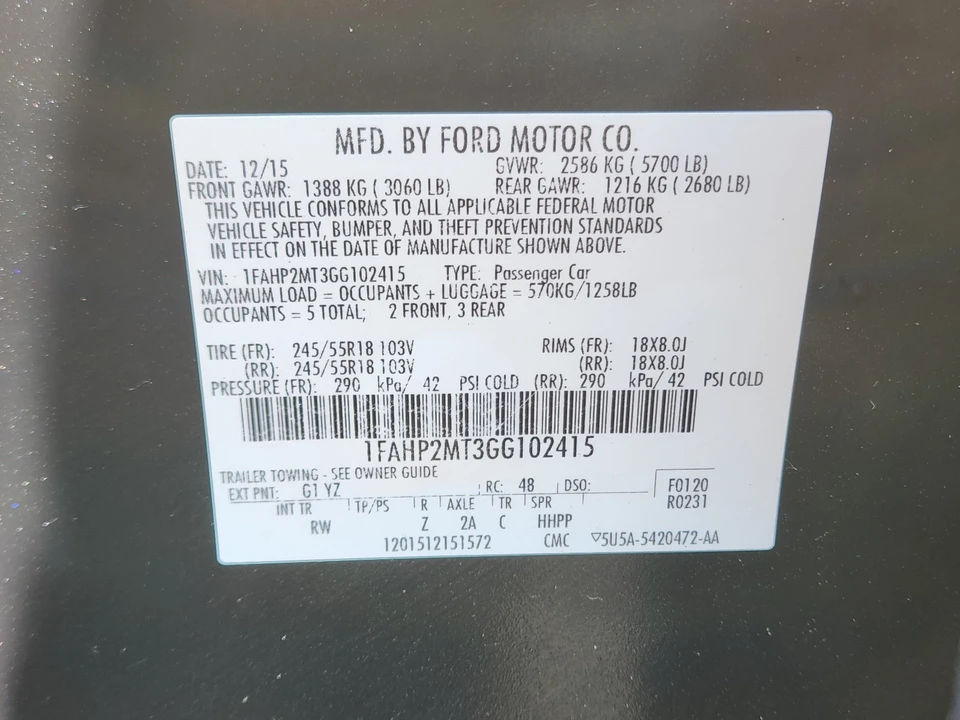 2016 Ford Taurus 6th Gen - Image 30 of 30
