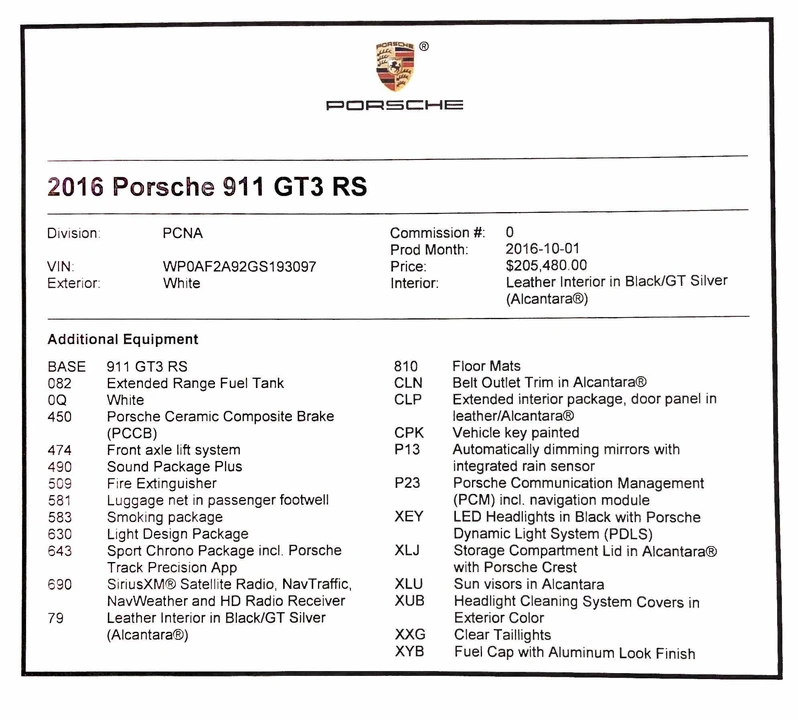 2016 Porsche 991 GT3 RS - Image 14 of 14