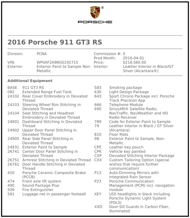 2016 Porsche 991 GT3 RS - Image 12 of 12