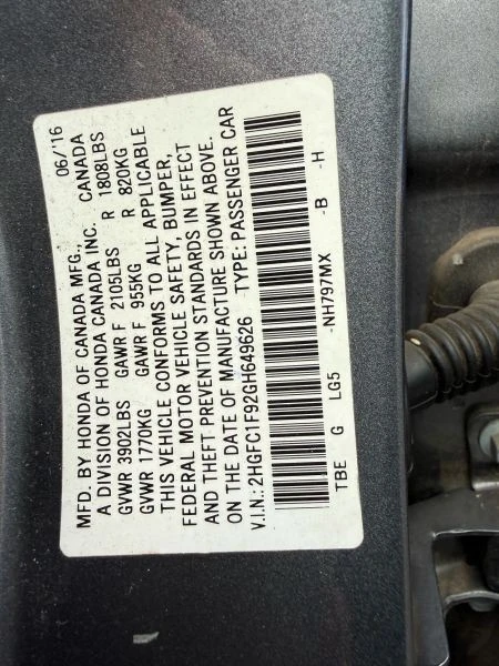 2016 Honda Civic 10th Gen - Image 11 of 12