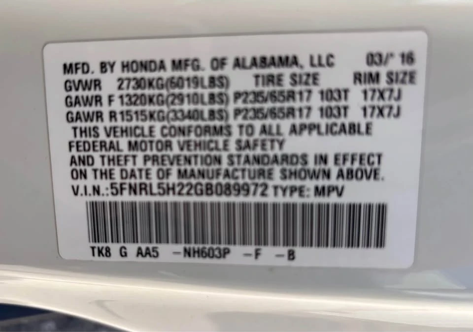 2016 Honda Odyssey - Image 14 of 15