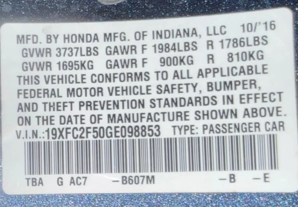 2016 Honda Civic 10th Gen - Image 11 of 11