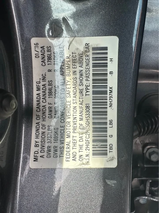 2016 Honda Civic 10th Gen - Image 16 of 16