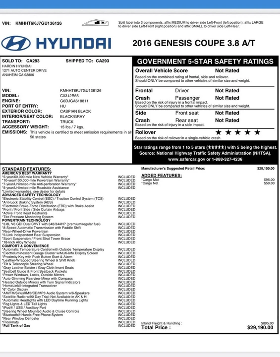 2016 Hyundai Genesis Coupe - Image 8 of 8