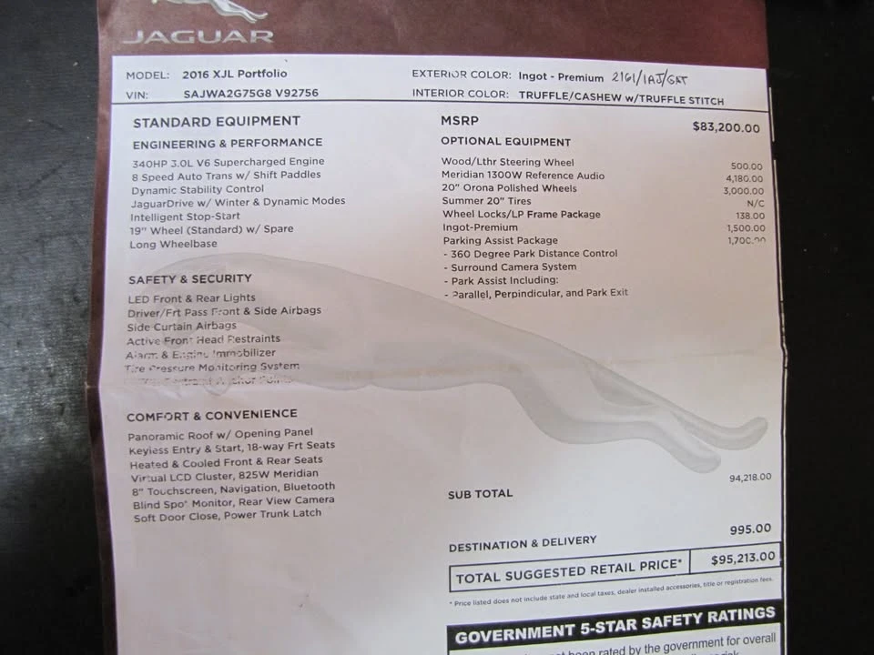 2016 Jaguar X351 XJ - Image 12 of 12