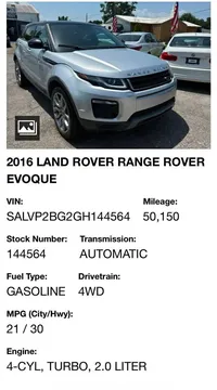 2016 Land Rover Range Rover Evoque