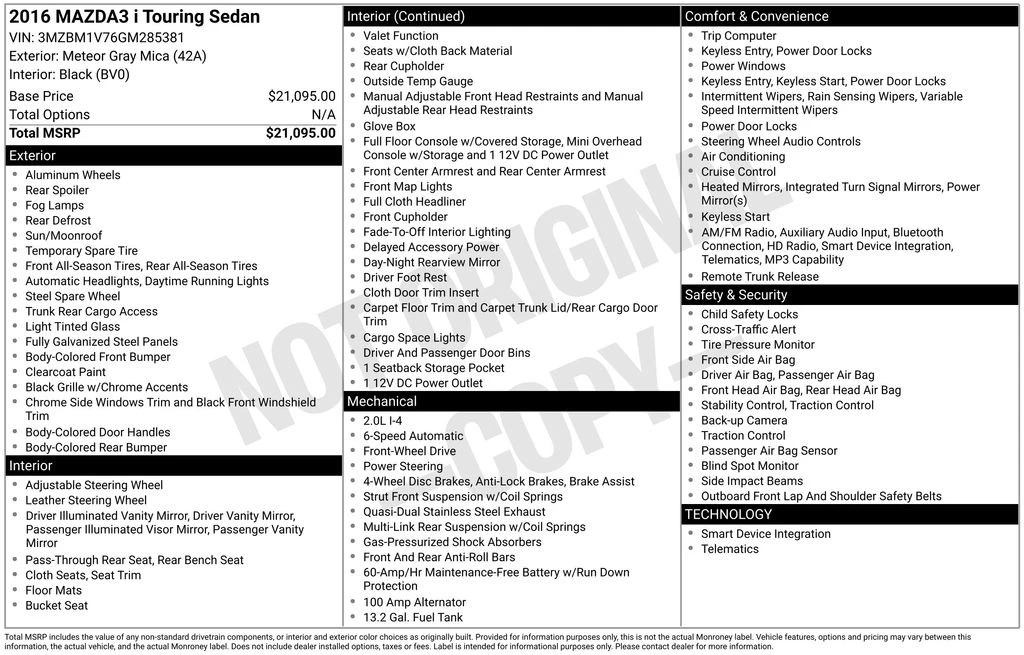 2016 Mazda Mazda 3 3rd Gen - Image 6 of 12