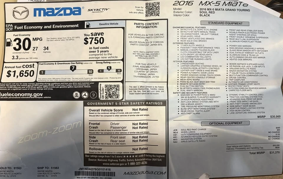 2016 Mazda ND MX-5 Miata - Image 20 of 20
