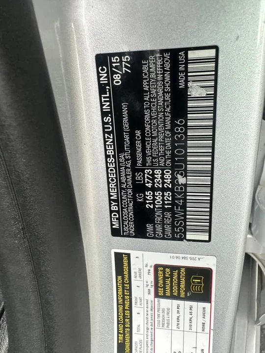 2016 Mercedes-Benz W205 C-Class - Image 16 of 16