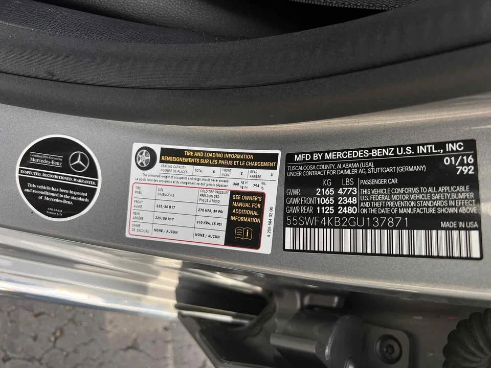 2016 Mercedes-Benz W205 C-Class - Image 12 of 12
