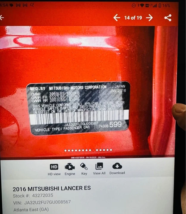 2016 Mitsubishi Lancer 10th Gen - Image 11 of 12
