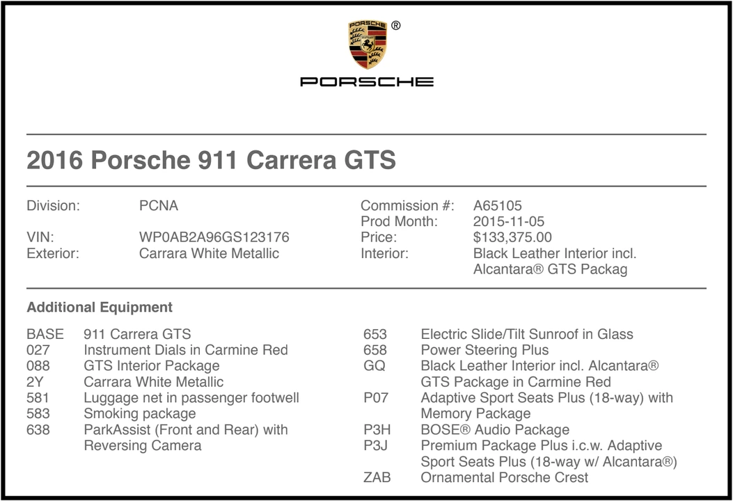 2016 Porsche 991 Carrera GTS - Image 6 of 6